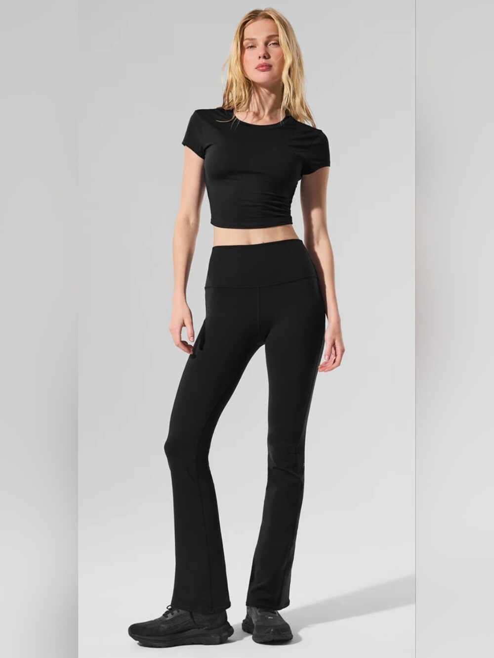 Alo Yoga Airbrush High Waist 7/8 Bootcut Leggings Black XS Flare Activewear